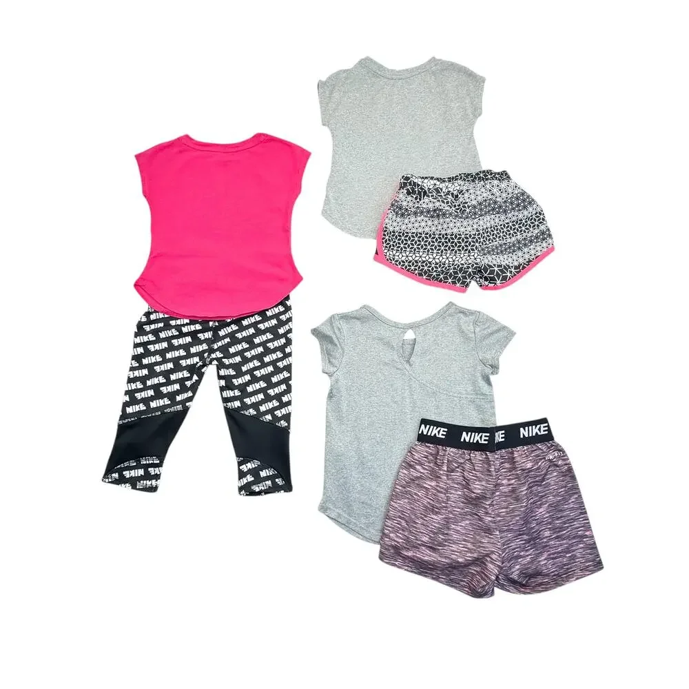 Nike Dri-Fit Pink Black Girls 6pc Activewear Athleisure Outfits Bundle Size 2T - Picture 2 of 4